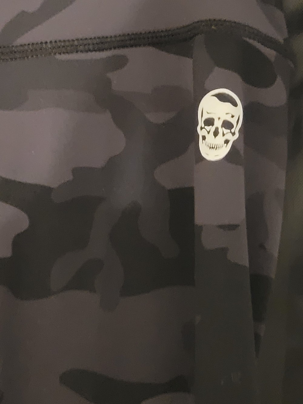 Gymreapers  Black Grey Camouflage  with Skull Accent Yoga Running Pants Med